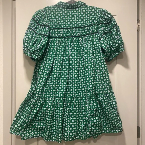 Maeve 1X puff sleeves A line ruffled mini dress - Picture 5 of 7